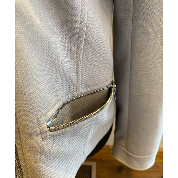 Ann Taylor Motorcycle Jacket Size Small Fitted Gray Moto Coat Quilted Shoulder - Picture 6 of 12